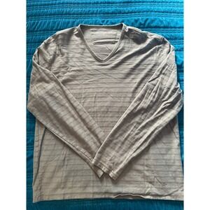 John Varvatos USA Mens Long Sleeve Striped V Neck Casual Shirt Top XXL